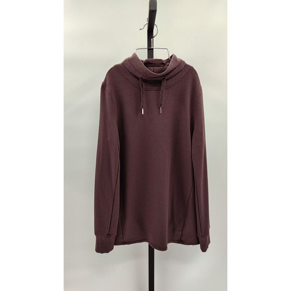 Quince Women SuperSoft Fleece Mock Neck Pullover Brown XS